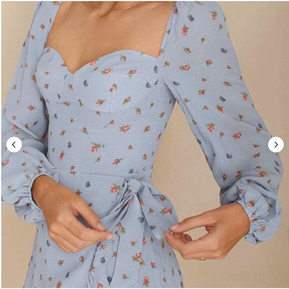 Reformation blue floral mini Cammi dress - Picture 9 of 9